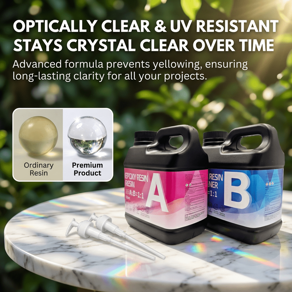 Epoxy Resin Kit 468oz - Crystal Clear Resin with Tools, 1:1 Mixing Ratio, Bubble Free & Anti-Yellowing - High Gloss Casting & Coating Resin for Jewelry, River Tables, Bar Top, Countertops & Wood