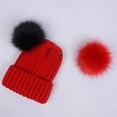 thumbnail image 3 of Dengjunhu Womens Winter Double Pom Pom Beanie Hats Fluffy Pompoms Cute Cap Warm Soft Cable Knit Hat for Women, 3 of 5