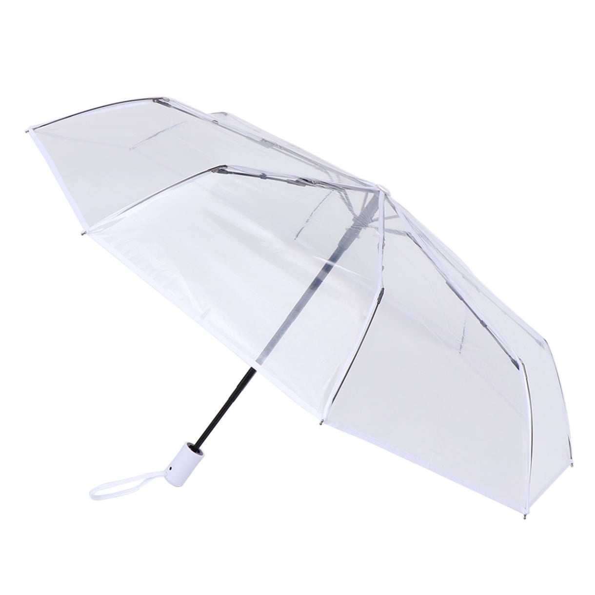 Raindrops Umbrellas Automatic Open Compact Outdoor Umbrella White Polyester Fiber from Sunburn 1Pack