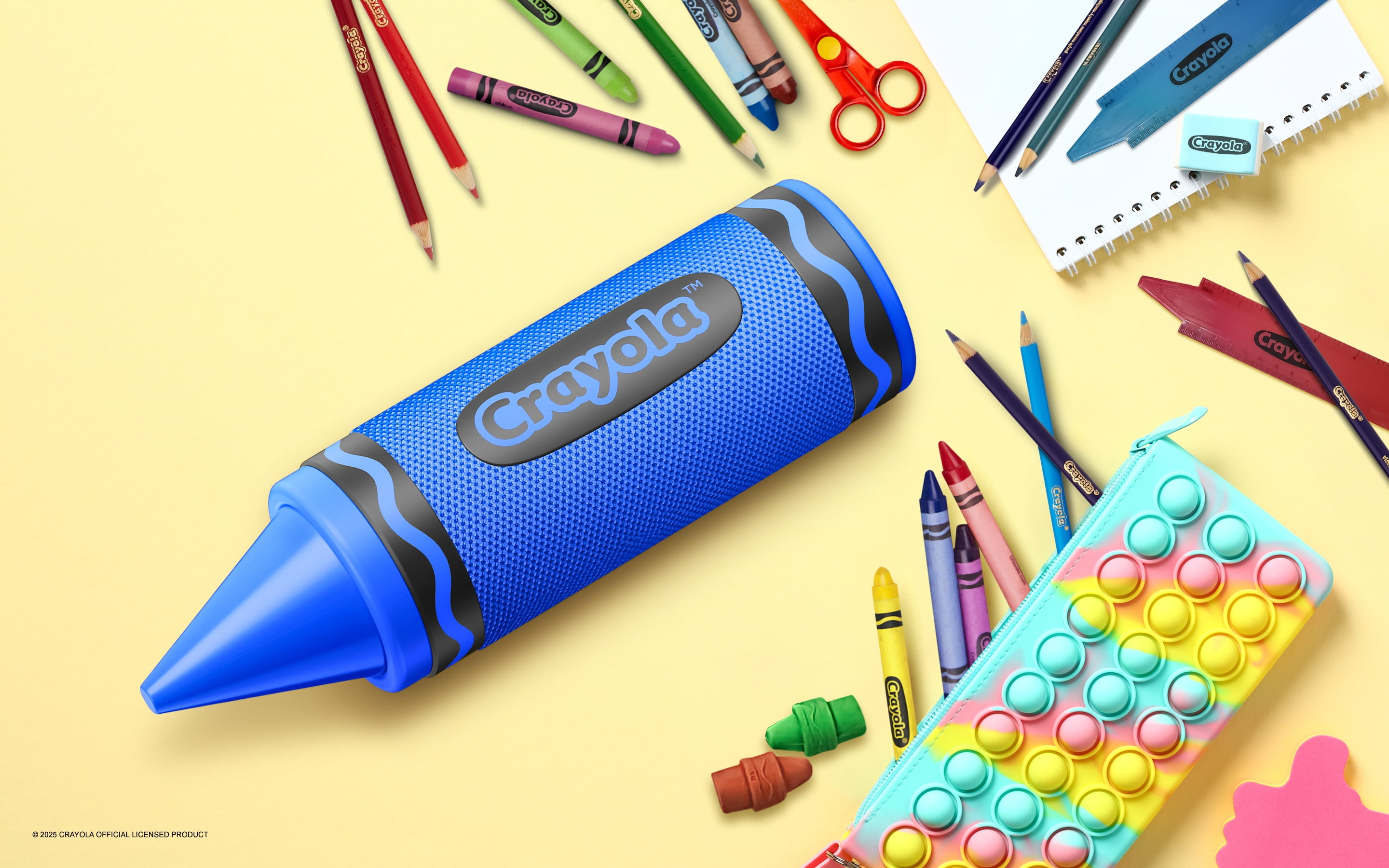 Crayola Kids Crayon Bluetooth Wireless Portable Speaker 20W PEAK Power HD Sound; Long Lasting Battery;1500mAh Battery All Day Playtime, TWS Pairing, BT 5.3, FM Radio Home/Party/Outdoor/Travel/Camping