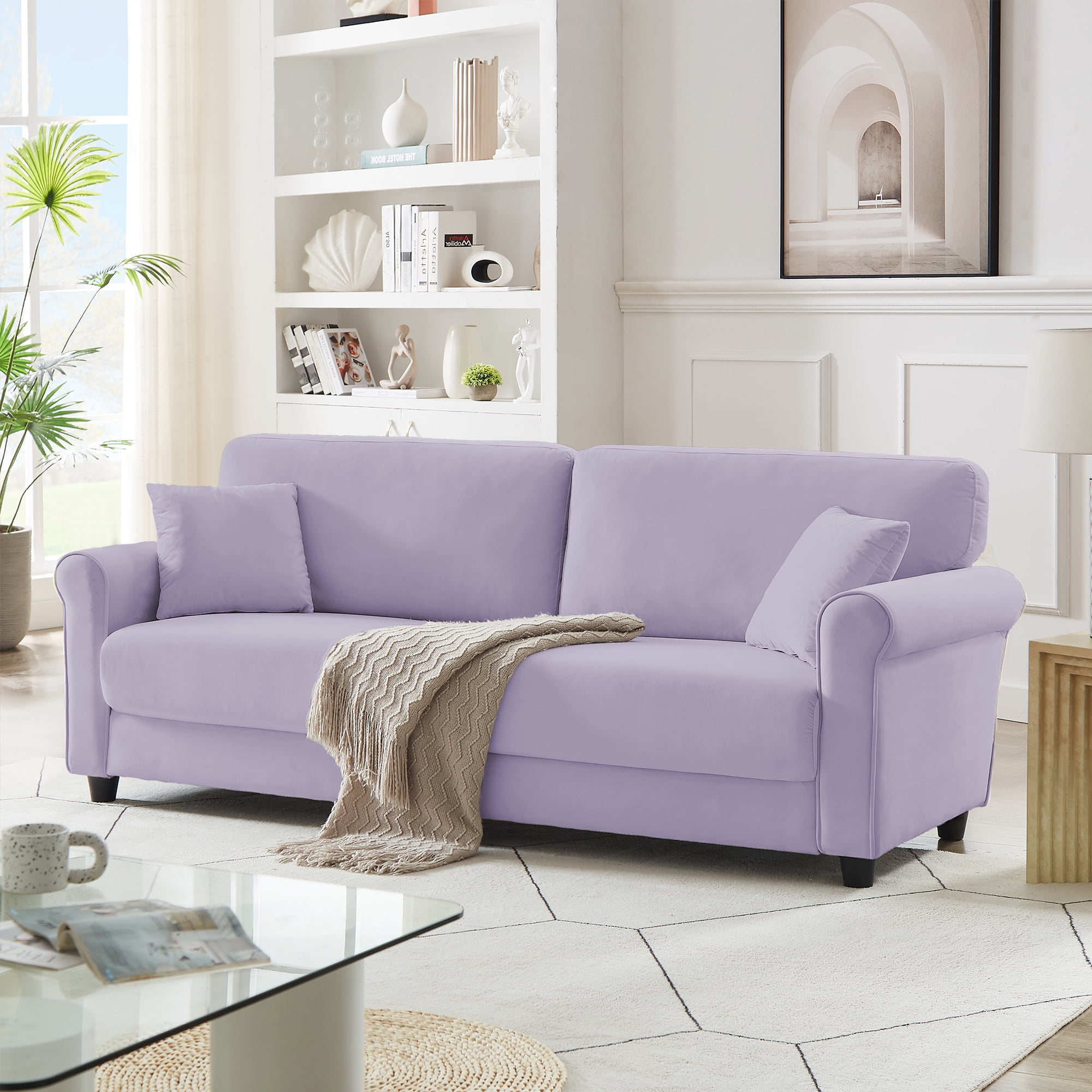 FREEHOMAE 83" Sofa Couch,Small Modern Loveseat,Love Seat with 2 Seater,Velvet Loveseat Sofa,Small Couch for Living Room,Bedroom,Office(Purple)