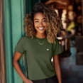 thumbnail image 3 of Dalix Lil Butterfly Cotton Tee Short Sleeve Soft Jersey Shirt Cute Womens in Military Green L Large, 3 of 5