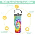 thumbnail image 2 of 30 oz Tie Dye Tumbler with Handle Flip Straw Tie Dye Print Coffee Mug Leak Proof Insulated Cup Water Bottle Gifts for Women, 2 of 7
