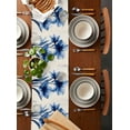 thumbnail image 5 of Pastoral Floral Blue Burlap Cotton Table Runner 13x36 Inches Short, Garden Flora Illustrations Farmhouse Table Runners, Outdoor Dining Tablecloths Decor for Baby Shower/Party/Wedding, 5 of 6