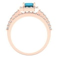 thumbnail image 4 of 2.22 ct Brilliant Emerald Cut Turquoise 14k Rose Gold Halo Solitaire with Accents Engagement Bridal Wedding Ring Band Set size 6.75, 4 of 7
