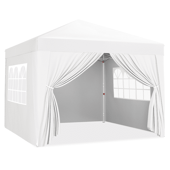 Renwick 12x12 Ft Pop Up Canopy Tent with 4 Sidewalls, White
