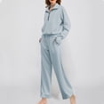 thumbnail image 2 of Yufatyle Womens 2 Piece Casual Outfit Workout Half Zipper Sweatshirts with Sweatpant Travel Airport Track Suits Lounge Sets Light Blue S, 2 of 6