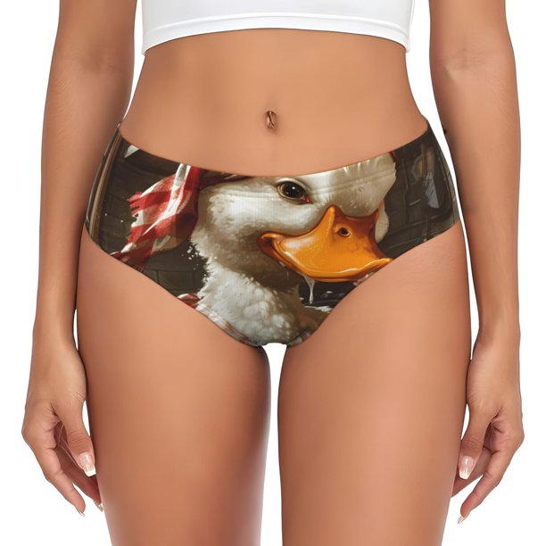 Fotbe Cartoon Scottish Duck Calzones Estampados para Mujer – Ropa Interior de Algodón, Cómoda, Suave y Elástica-Medium