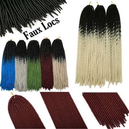 S-noilite Straight Faux Locs Crochet Hair Dreadlocks Crochet Braids Straight Goddess Locs Twist Braiding Hair Extensions-Dark Black to Rose