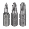 thumbnail image 1 of 3pcs PZ1/PZ2/PZ3 Broca de destornillador 1/4" Vástago hexagonal 25mm/1" Longitud Magnética Phillips Ranurada Puntas hexagonales de acero S2 Broca de destornillador de grado industrial, 1 of 7