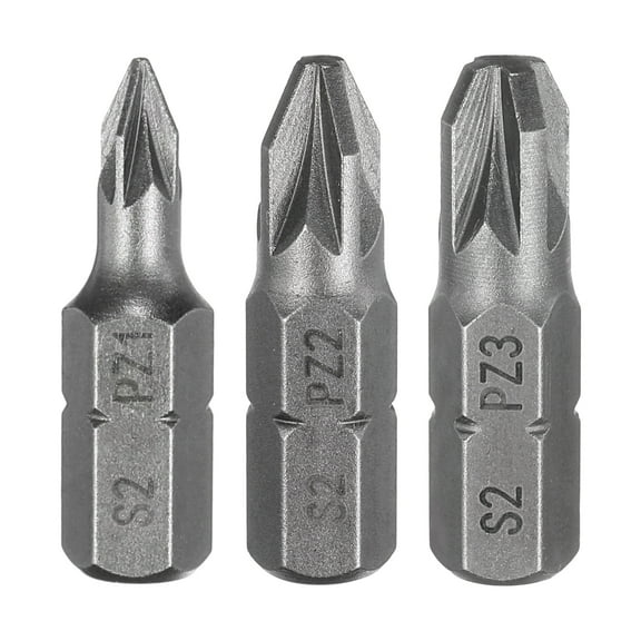 3pcs PZ1/PZ2/PZ3 Screwdriver Bit 1/4" Hex Shank 25mm/1" Length Magnetic Phillips Slotted Hex Bits S2 Steel Screw Driver Bit Industrial Grade Electric Hexagon Drill Bits