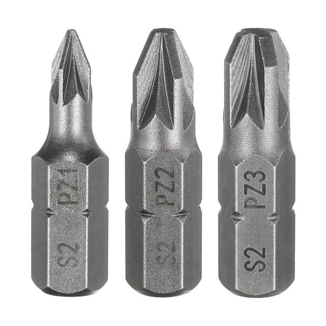 3pcs PZ1/PZ2/PZ3 Broca de destornillador 1/4" Vástago hexagonal 25mm/1" Longitud Magnética Phillips Ranurada Puntas hexagonales de acero S2 Broca de destornillador de grado industrial
