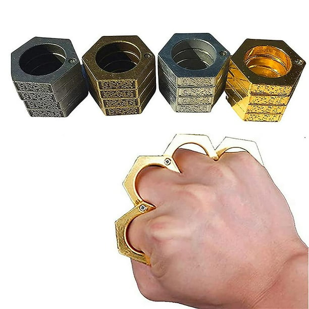 SilverSuitHexagon Anillo magico retro Anillo de 4 dedos personalizado Escalada al aire libre multifuncional Walmart en linea