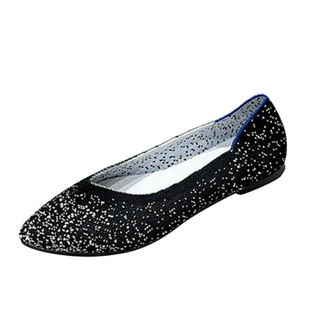 

Youmylove Women Flat Shoes Casual Fashion Autumn Winter Pointed Toe Lightweight Knitted Mesh Breathable Stylish Solid Color Daily Walk Footwear