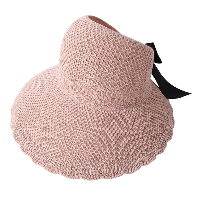 MesaSe Women Summer Hat Visor Fold able Roll Up Wide Open Top Sun Beach Cap