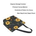 thumbnail image 3 of Open Top Canvas Tote Bag with Zipper Reusable Shopping Bag 13.5x15" Roomy Carryall Yellow Sunflower Pattern, 3 of 9