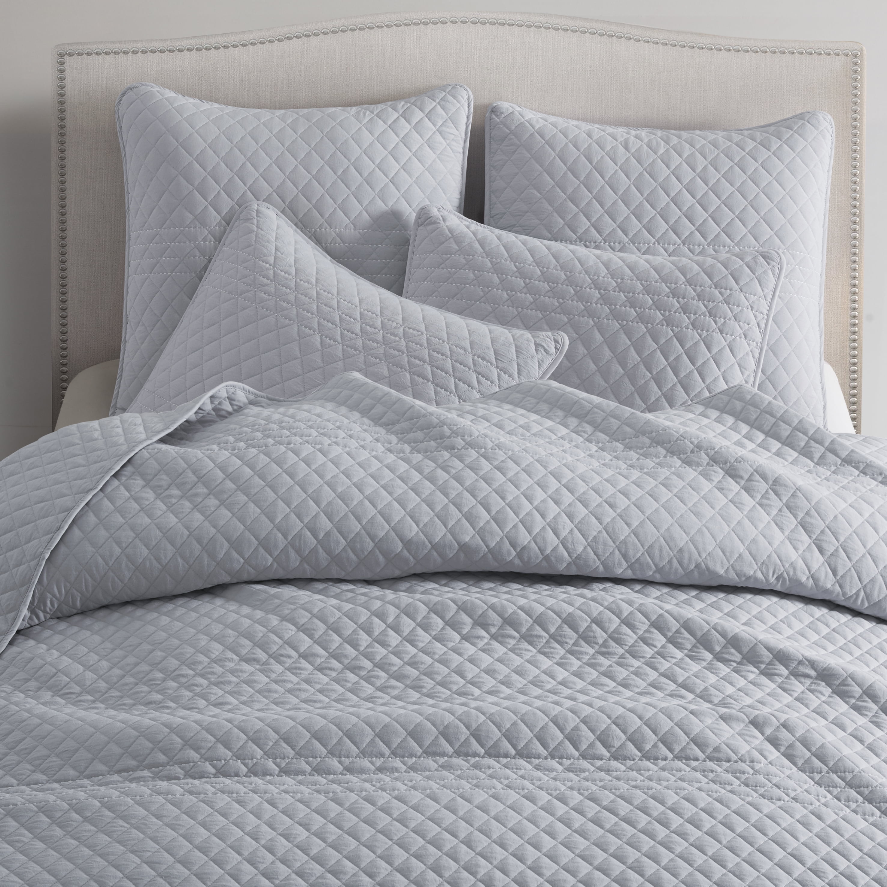 Bonlino Farmhouse Quilt Oversized King Set, Lightweight Soft Striped Bedspread with 2 Pillow Shams (Grey, Oversized King)