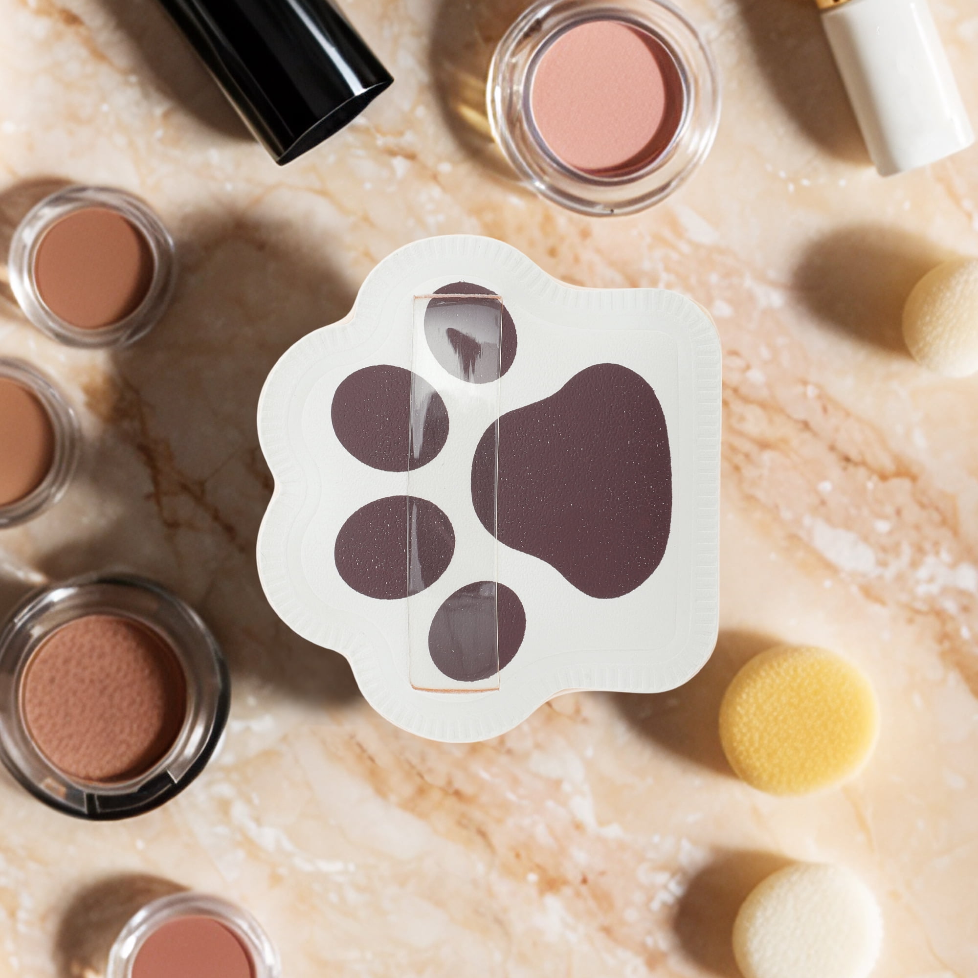 Unique Bargains 1 Pc Cat Paw Shaped Puff for Travel Makeup Application Brown