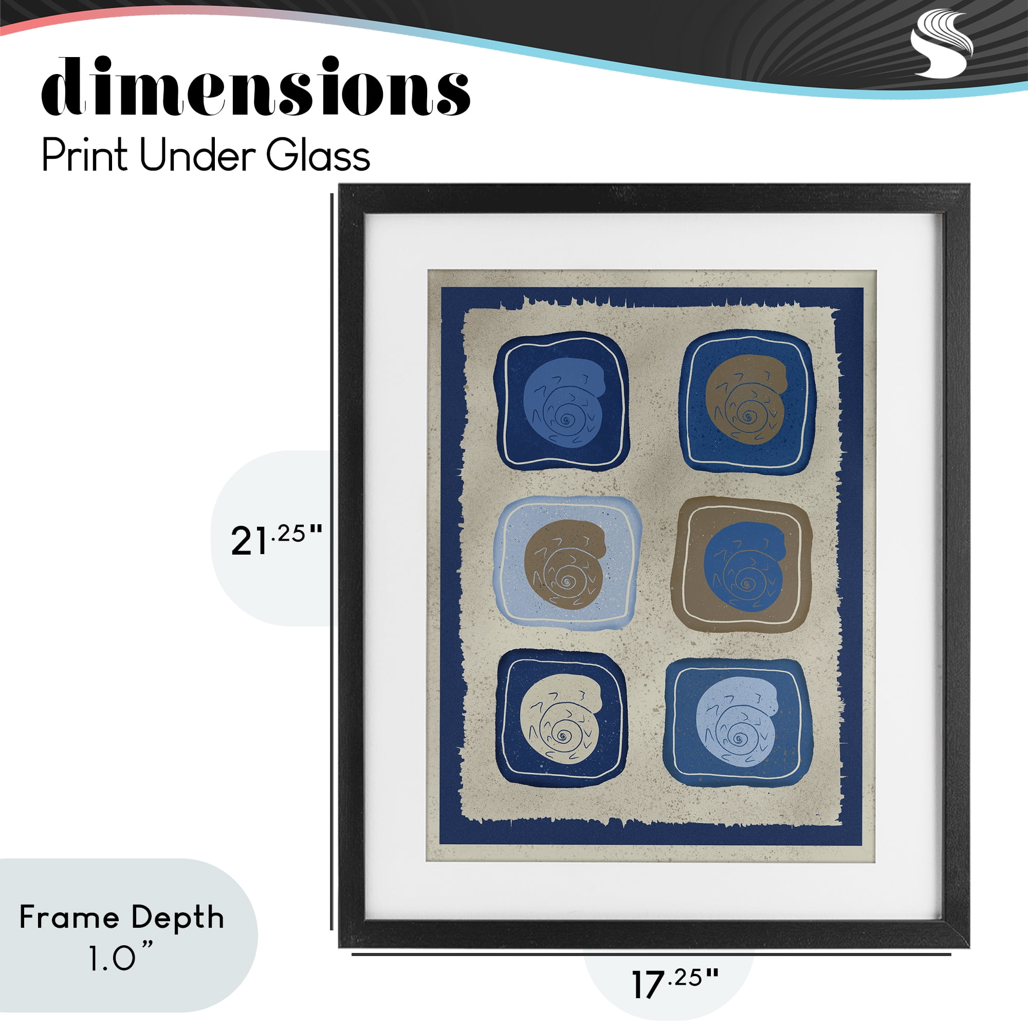 Stupell Industries Blue Blocked Nautilus Black Framed Print Under Glass, design by Julia Frost