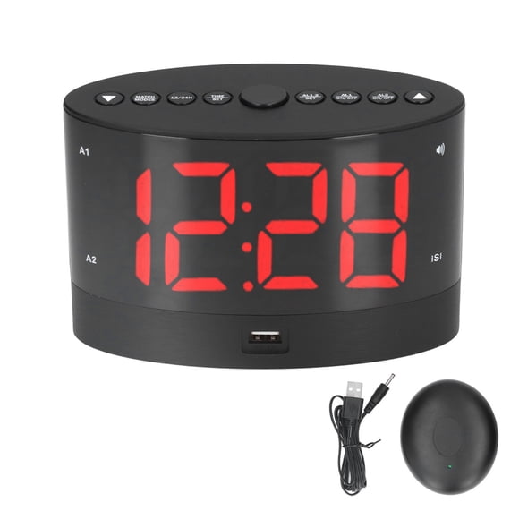 YUMILI Digital Alarm Clock - USB Charging Alarm Clock Vibrating Clock with 3 Vibration Modes and 2 Time Modes