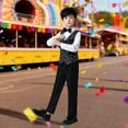 thumbnail image 2 of Nafuu Boys Outfits Set Crew Neck Shiny Solid Vest Trouser For Long Sleeve Vest Pants Holiday Performance Outfit Versatile Home Boys Matching Outfits,Black,3-4 Years, 2 of 4