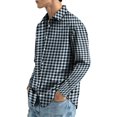 thumbnail image 4 of Button Up Shirt Men Long Sleeve Plaid Shirts Casual Collared Shirt Basic Fit Gingham Top Sky Blue XL, 4 of 6