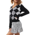 thumbnail image 6 of Kiapeise Women Plaid Knitted Cardigan Preppy Style Long Sleeve Button Down Sweater Vintage Tops, 6 of 9
