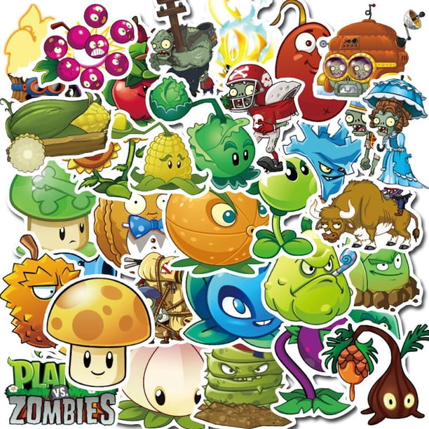 Pegatinas de dibujos animados de plantas contra zombis, impermeables, para teléfono de coche, 100 un