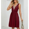 thumbnail image 3 of Jdlsppl Women's Summer Dress Midi Sundress Vintage Party Casual Holiday Dinner Spring Elegant A Line Dress Burgundy XX-Large, 3 of 4