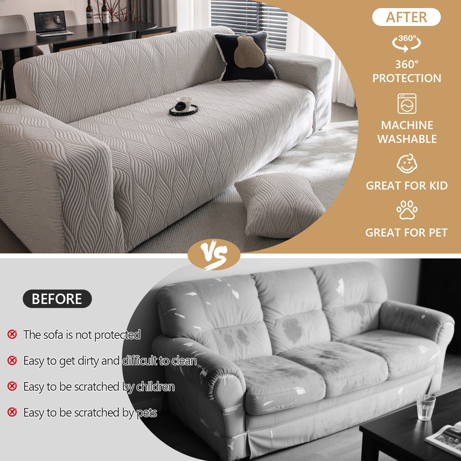 ANMINY Stretch Sofa Covers Couch Covers Furniture Protector Sofa Slipcover Leaf Pattern 1-seater (35"-55")