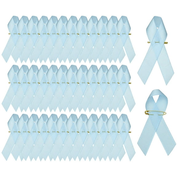 Uxcell Satin Awareness Ribbons with Pins for Charity Public Social Party Event - 100 Pcs & 3 Inch & Light Blue