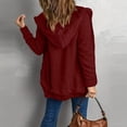thumbnail image 3 of Women'S Hooded Cardigan Chunky Knit Sweater Fall Winter Style Thick Front Button-Down Coat with Pockets Wine Red XXL, 3 of 5