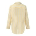 thumbnail image 6 of adviicd Button Down Shirt Women Long Sleeve Women's Striped Button Down Shirts Casual Long Sleeve Stylish V Neck Blouses Tops with Pockets (Yellow,L), 6 of 9