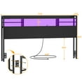 thumbnail image 6 of Aheaplus Headboard for King Size Bed with Storage, Headboards with LED Light, Power Outlets, USB Ports Twin Size Head Board, Wood headboard Only Sturdy and Stable Headboards, Modern, Black, 6 of 7