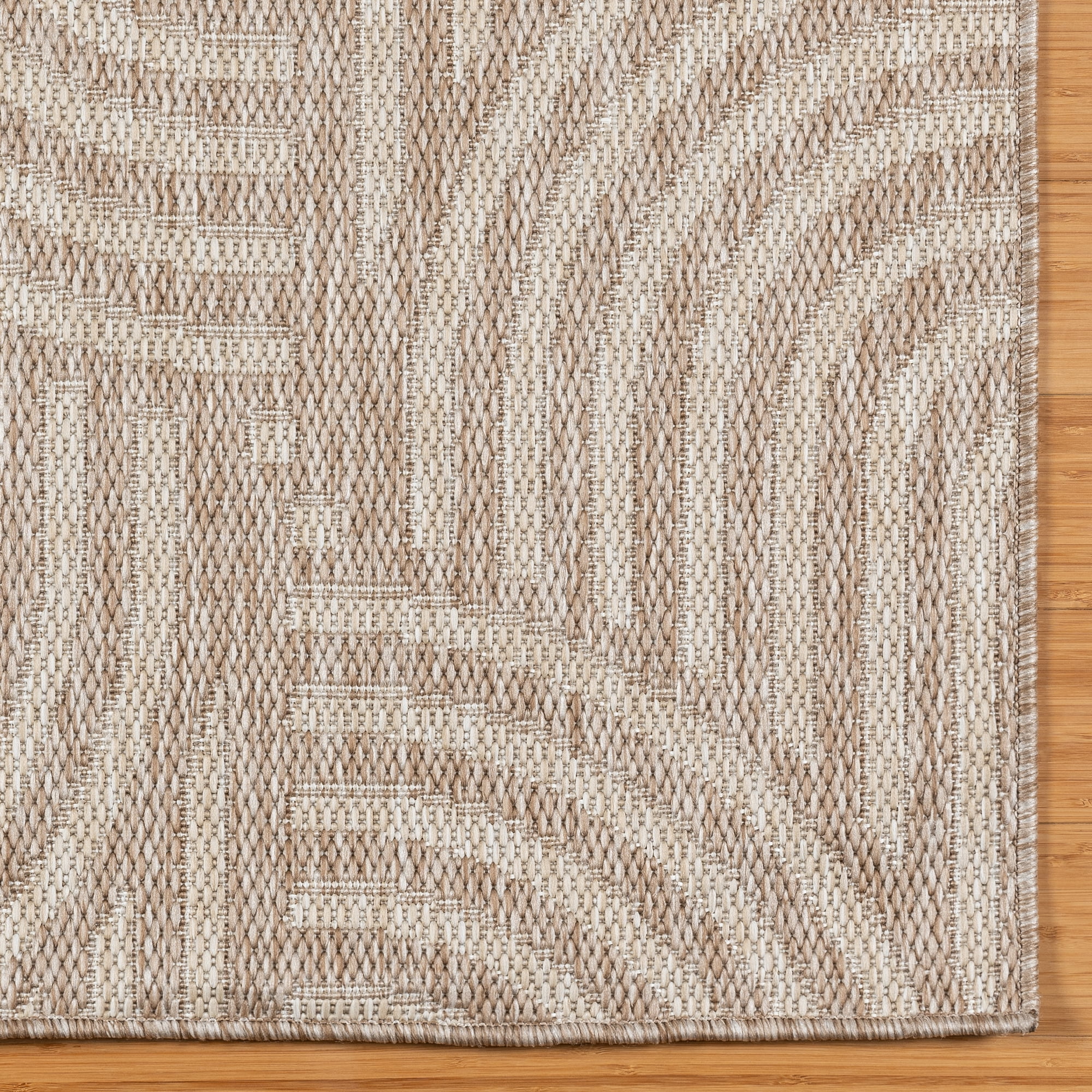 Savara Nima Indoor/ Outdoor Polypropylene Beige Flat Weave Area Rug, 6x9