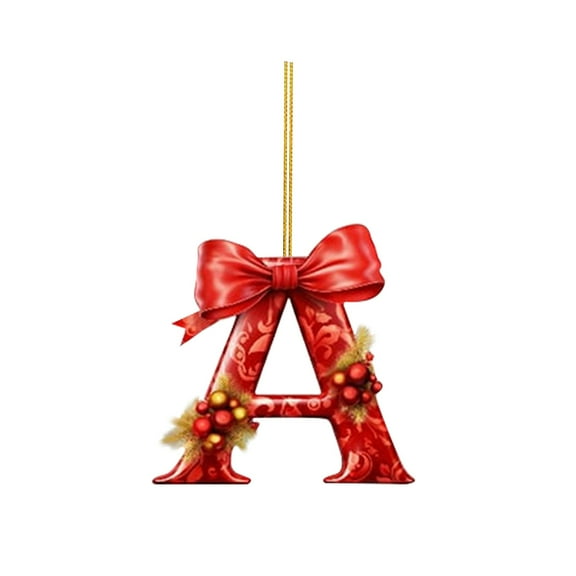 KAKA 26 Letter Christmas Tree Hanging Decoration, Personalized Christmas Ornaments with Initials, Custom Alphabet Letters for Xmas Tree Decor, A