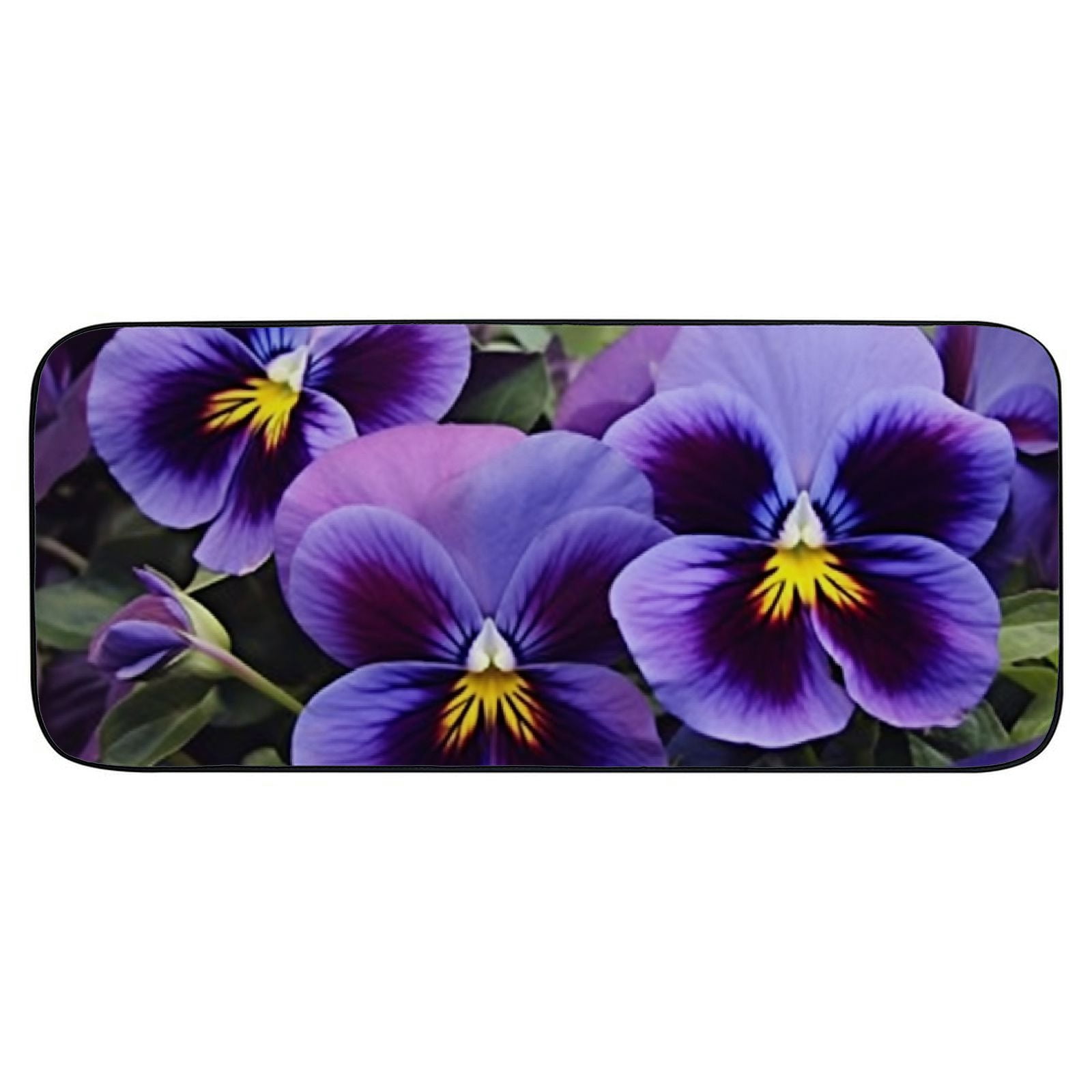 Heduofu Decorative Door Mat, Door Mat with Non-Slip Rubber Backing, Easy Cleaning, Traps Dirt, Rug for Entry, Patio, Garage - Pansy Flowers Plant Nature Spring Violet Blossom 19.68*47.24 in