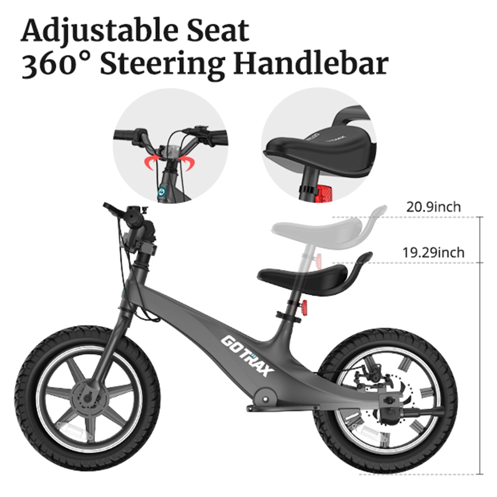 GOTRAX Electric Balance Bike for Kid, 250W Motor, Pneumatic Tires for Grip & Cushioning, Ideal for Kids 5-8