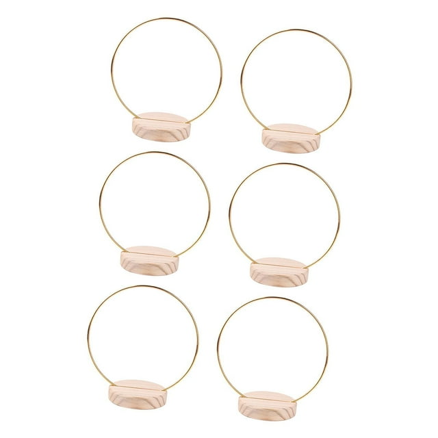 6 piezas de aros florales de metal para boda, corona de macramé con soporte de madera para cumpleaños Dia 15 cm