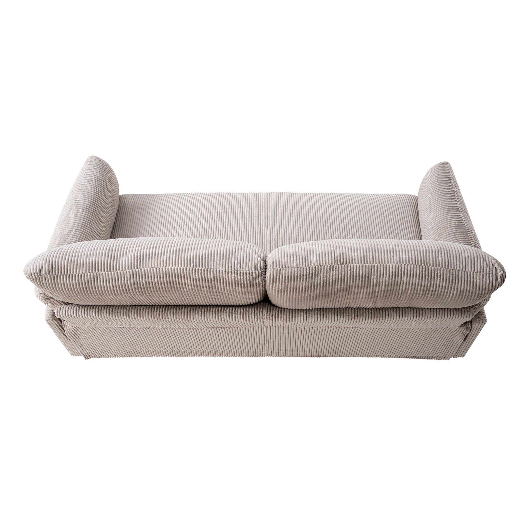DEALTOPS 83" Corduroy Loveseat Sofa, 850lbs Heavy Duty 2-Seater Couch, Iron & Wood Frame, Oatmeal Beige