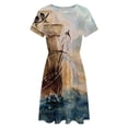 thumbnail image 4 of Hand Painting The Pirate Ship Dress Fashion Beach Short Sleeve Dresses Female Party Printed Sundress, 4 of 7