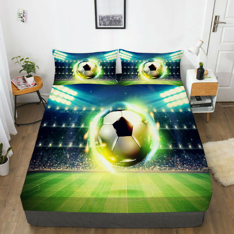 Highend Bedding Sets With Pillowcase 3D Football Printed Bed Sheets ...