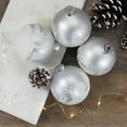 thumbnail image 2 of Northlight Frosted Glass Hanging Off-White Glass Christmas Ball Ornaments, 4 Count (3.25"), 2 of 3
