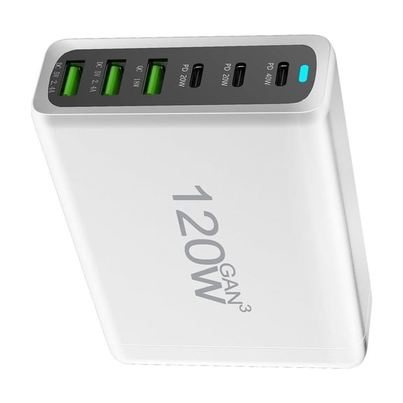 100W 120W 200W Charger 6 Ports USB Type C PD Charger Quick Charge 3.0 USB Type C Quick Charger Mobile Phone USB Charger ,Ultra Powerful