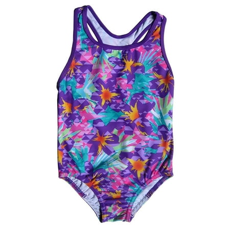 - Speedo Girls Jungle Floral Racerback One Piece Swimsuit Multi 5