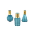 thumbnail image 6 of DecMode 8",9",8"H Geometric Tinted Blue Glass Vase with Gold Rim and Varying Shapes, Set of 3, 6 of 9