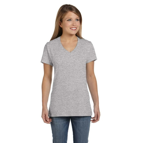Hanes Ladies' 4.5 oz., 100% Ringspun Cotton nano-T V-Neck T-Shirt - S04V