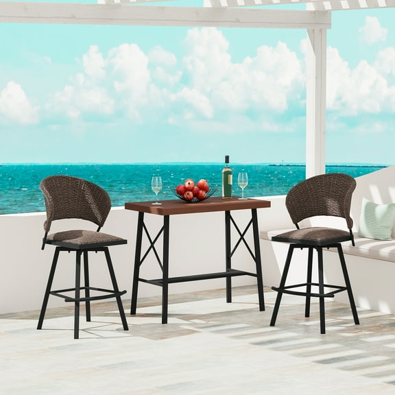 Vicllax Outdoor Patio Bar Set Bistro Set Metal Modern Style for Garden 40.6"Lx21.7"Wx35.4"H (3 Pcs)