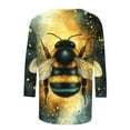 thumbnail image 5 of CYMMPU Tunic Tops 3/4 Sleeve Loose Fit Fall Fashion Shirts Bee Pattern Round Neck Spring Tops Blouses for Women Dressy Casual Lightweight Basic T-Shirts Multicolor XXL, 5 of 5