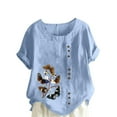thumbnail image 1 of Birdeem Chemise Décontractée Oversize d'Été pour Femmes Col Rond Manches Courtes Imprimé Floral Ample, 1 of 5